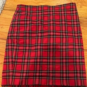 J. Crew Red Plaid Pencil Skirt